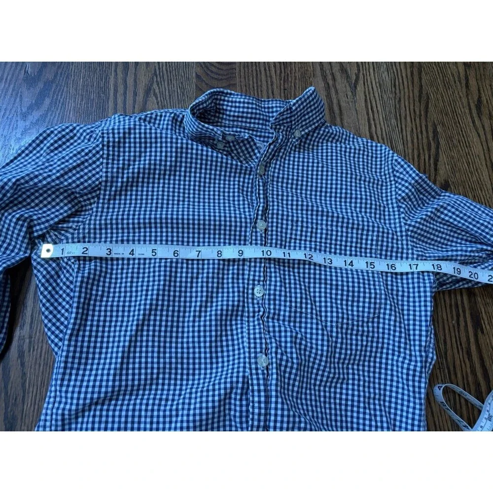 J. Crew 100% Cotton Mens XS Shirt Blue Check Button Up Long Sleeve‎ Preppy